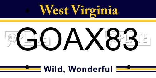 GOAX83 West Virginia License Plate