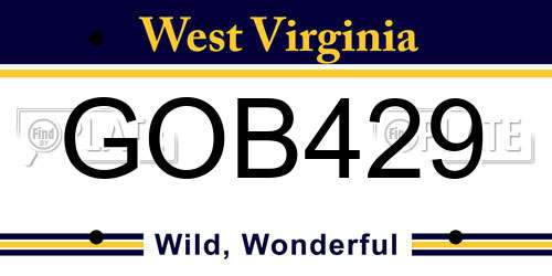 GOB429 West Virginia License Plate