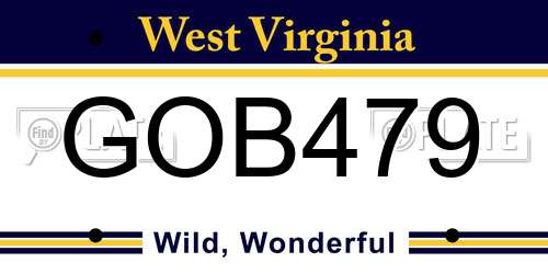 GOB479 West Virginia License Plate