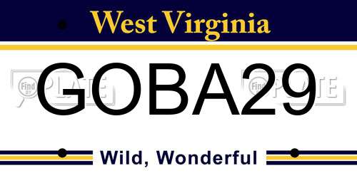 GOBA29 West Virginia License Plate
