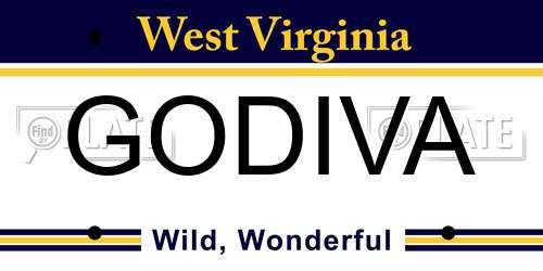 GODIVA West Virginia License Plate