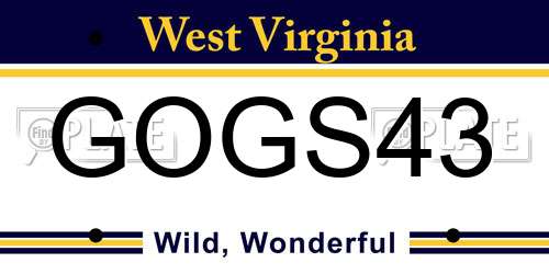 GOGS43 West Virginia License Plate