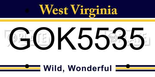 GOK5535 West Virginia License Plate
