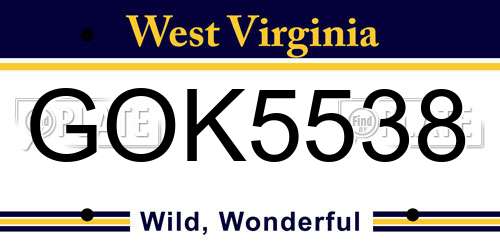 GOK5538 West Virginia License Plate