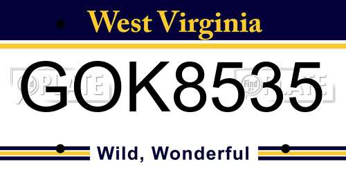 GOK8535 West Virginia License Plate