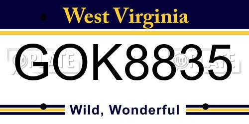 GOK8835 West Virginia License Plate