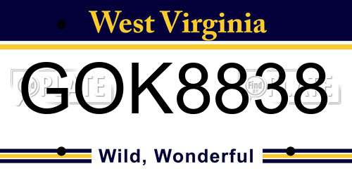 GOK8838 West Virginia License Plate