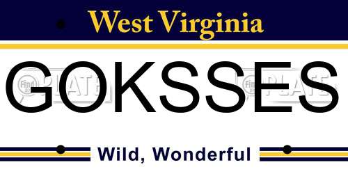 GOKSSES West Virginia License Plate