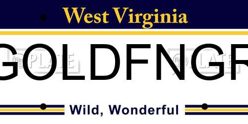 GOLDFNGR West Virginia License Plate