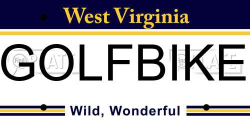 GOLFBIKE West Virginia License Plate