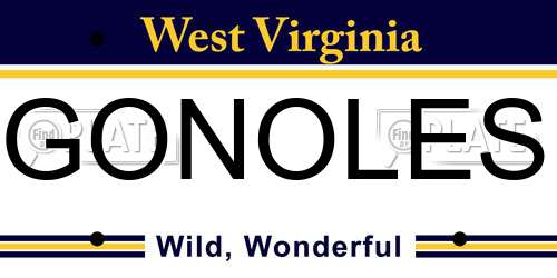 GONOLES West Virginia License Plate