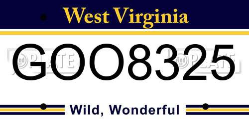 GOO8325 West Virginia License Plate