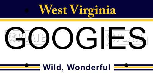 GOOGIES West Virginia License Plate