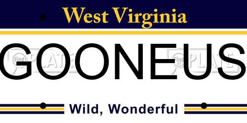 GOONEUS West Virginia License Plate