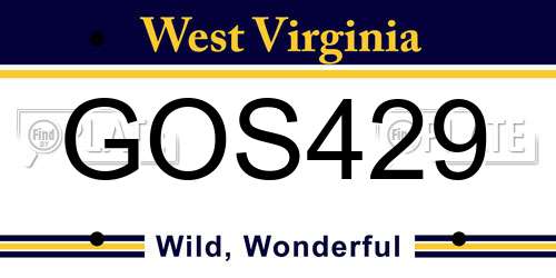 GOS429 West Virginia License Plate