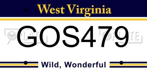 GOS479 West Virginia License Plate