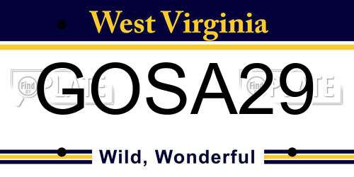 GOSA29 West Virginia License Plate