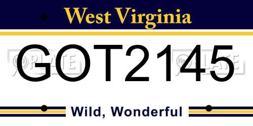 GOT2145 West Virginia License Plate