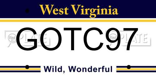 GOTC97 West Virginia License Plate