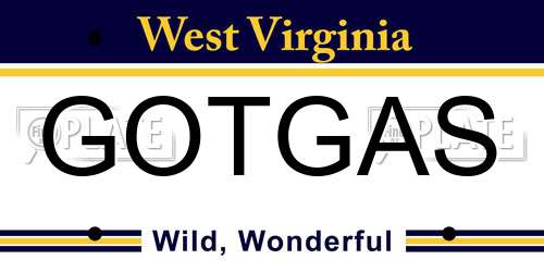 GOTGAS West Virginia License Plate