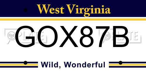 GOX87B West Virginia License Plate