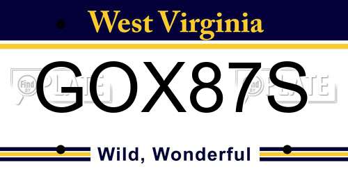 GOX87S West Virginia License Plate