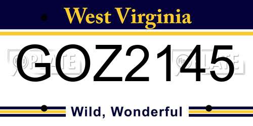 GOZ2145 West Virginia License Plate