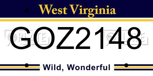 GOZ2148 West Virginia License Plate