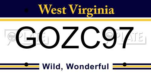 GOZC97 West Virginia License Plate