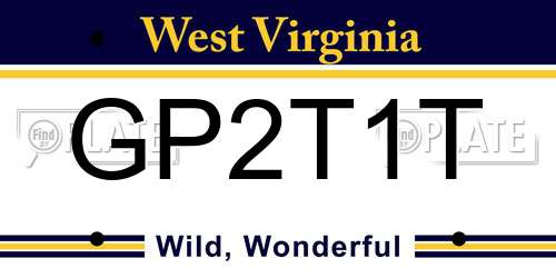 GP2T1T West Virginia License Plate