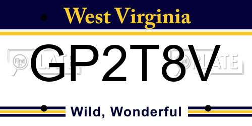 GP2T8V West Virginia License Plate