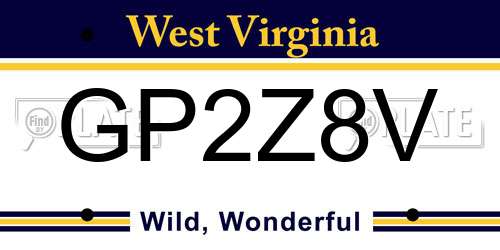 GP2Z8V West Virginia License Plate