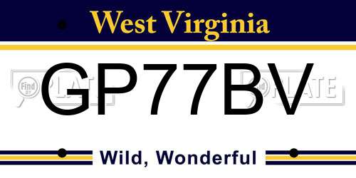 GP77BV West Virginia License Plate