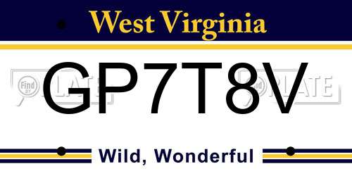 GP7T8V West Virginia License Plate