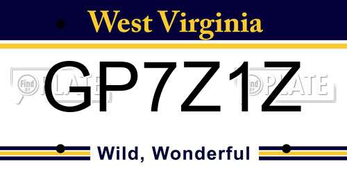 GP7Z1Z West Virginia License Plate