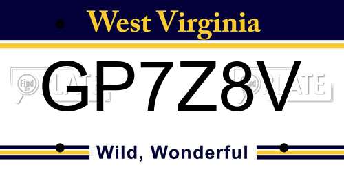 GP7Z8V West Virginia License Plate