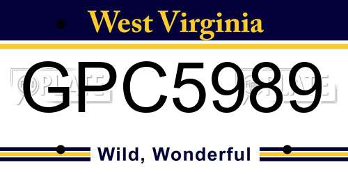 GPC5989 West Virginia License Plate