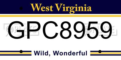 GPC8959 West Virginia License Plate