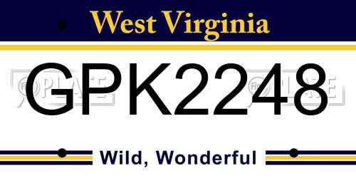 GPK2248 West Virginia License Plate