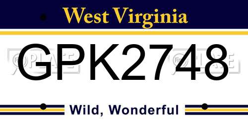 GPK2748 West Virginia License Plate