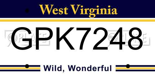 GPK7248 West Virginia License Plate