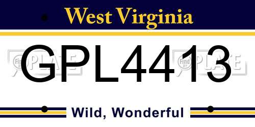 GPL4413 West Virginia License Plate