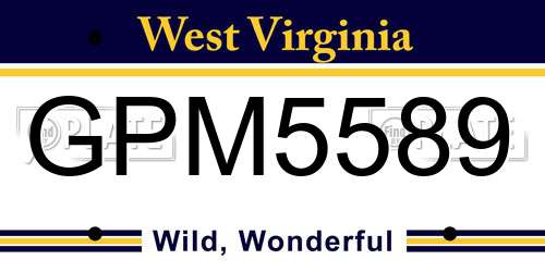 GPM5589 West Virginia License Plate