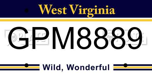 GPM8889 West Virginia License Plate