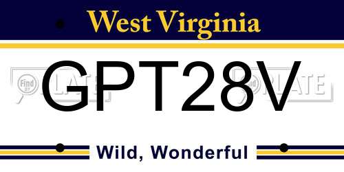 GPT28V West Virginia License Plate