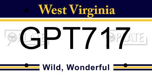 GPT717 West Virginia License Plate