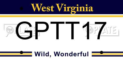 GPTT17 West Virginia License Plate
