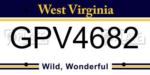 GPV4682 West Virginia License Plate