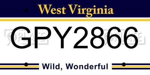 GPY2866 West Virginia License Plate