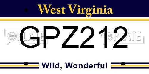 GPZ212 West Virginia License Plate